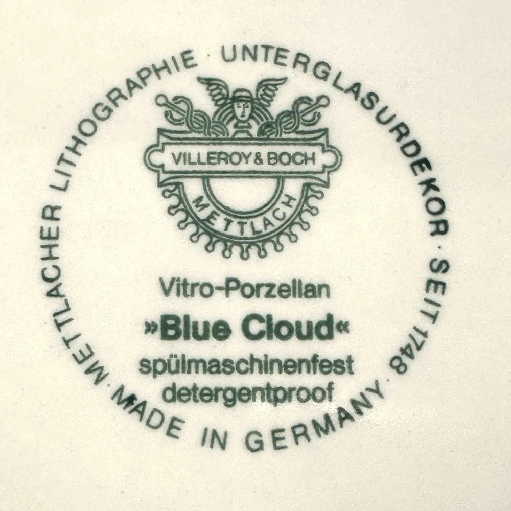 Villeroy & Boch Mettlach Blue Cloud Salad Plate Germany Vitro Pozellan Floral